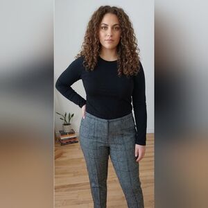 Elastic Banded Gray Plaid Trousers